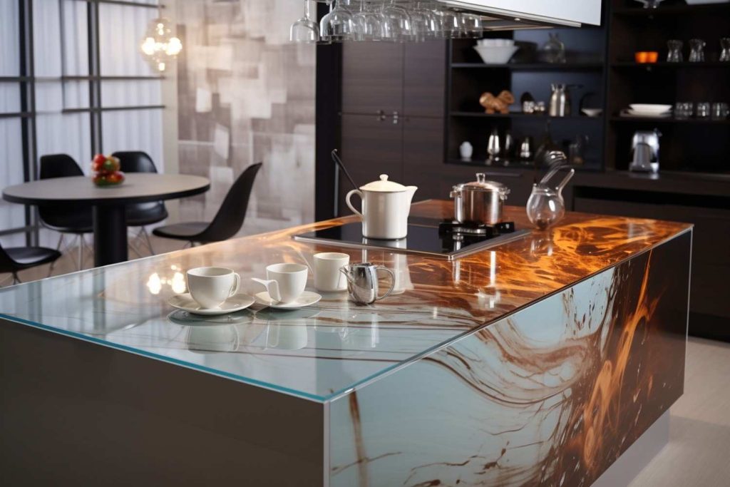 Reflective and Glass Elements layout Kitchen Design 